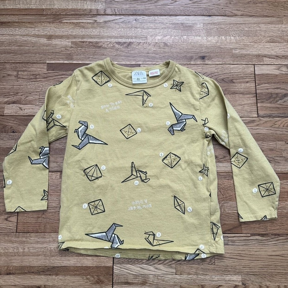 Zara‎ Origami Dinosaur Print Shirt Size 3-4